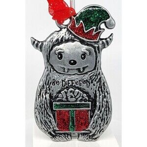 Gloria Duchin Creature Be Different Christmas Ornament Silver Tone Red Green USA